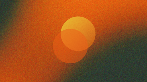 Decorative image: Overlapping orange and yellow circles against red and black background.