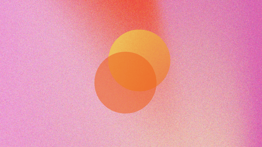 Decorative image: Overlapping orange and yellow circles against pink background.