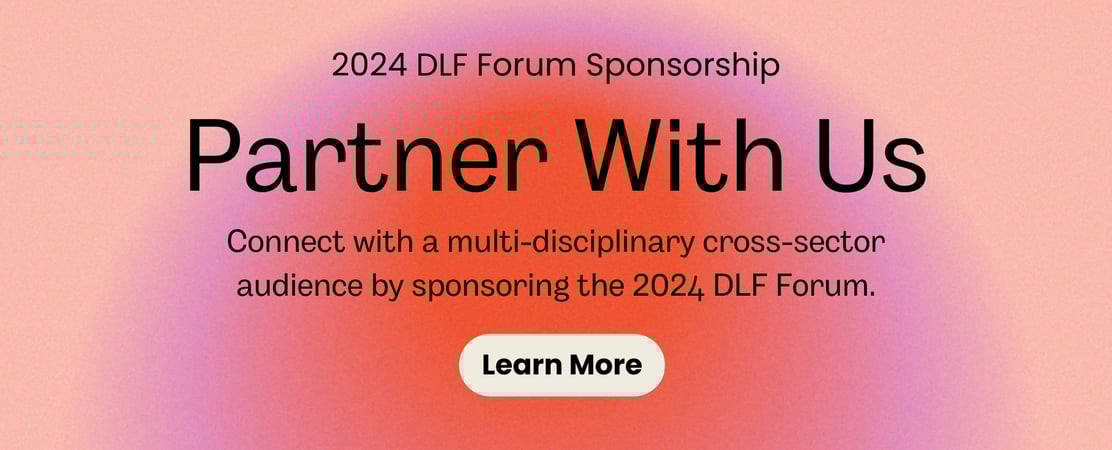 Partner With Us graphic: Light pink background with red circle and purple halo in center. 